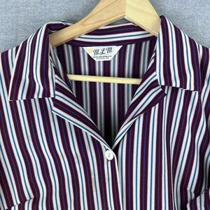 Vtg 60s 70s MAYER LANG MARQUIS Women's Multicolor striped Button Down fits XL